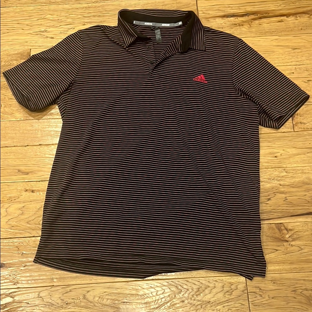 Adidas Men's Black Striped Polo Shirt